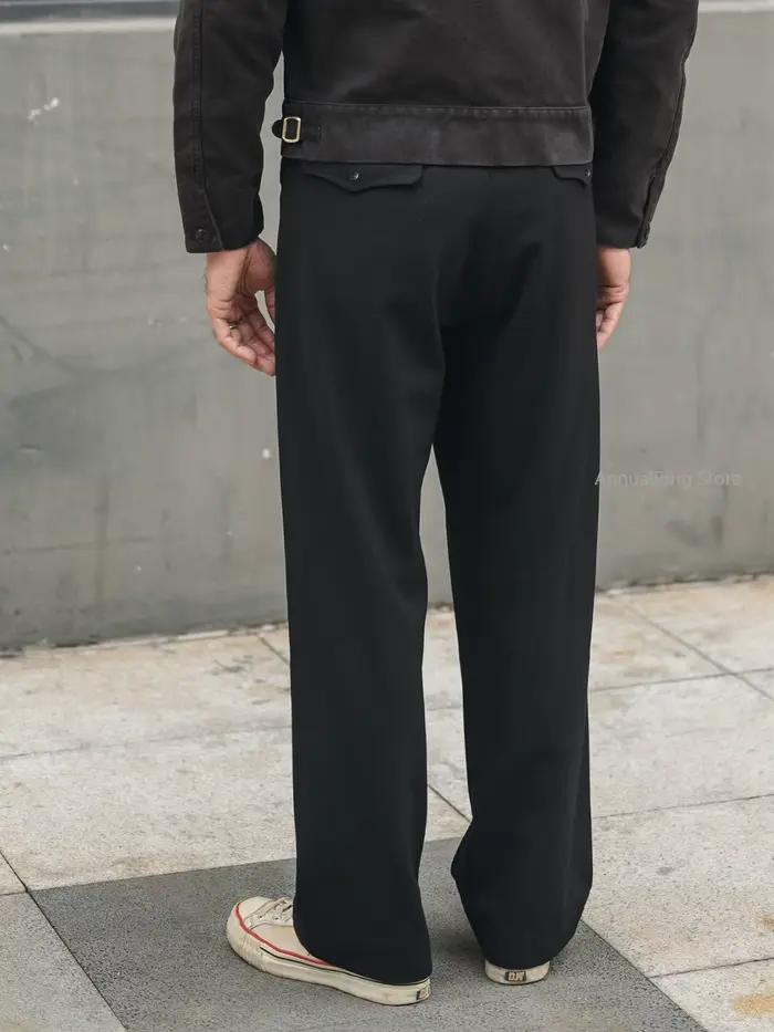 Pantalon robuste Bronson Frisco noir taille haute style western rockabilly pour musicien coupe ample