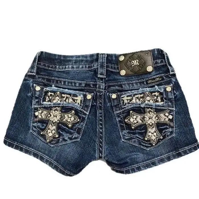 Mini short en jean taille basse pour femmes