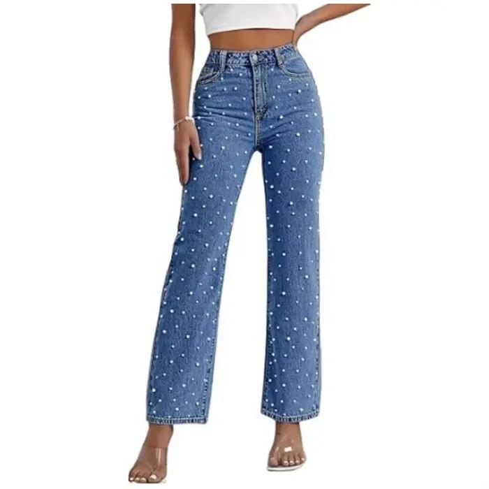 Jean en denim à ourlet brut pour femme