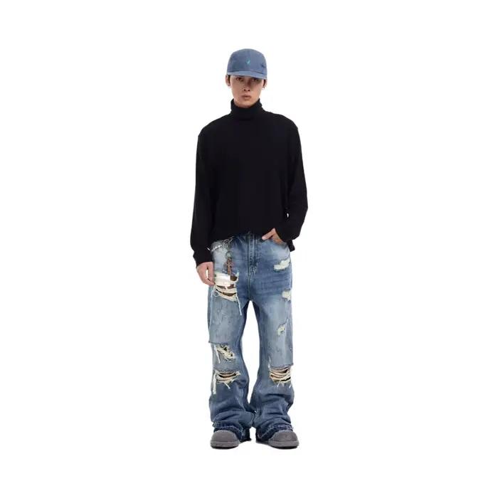 Jean décontracté rétro américain coupe droite pour homme
