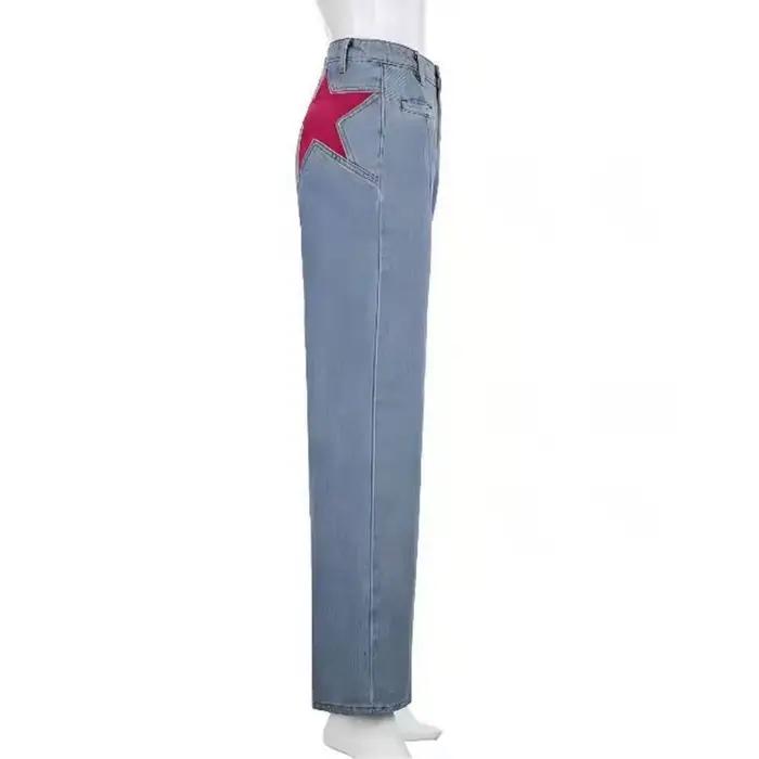 Jean taille haute imprimé étoiles Vintage pour femmes