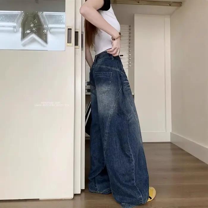 Jean large rétro déchiré style scimitar pour femme