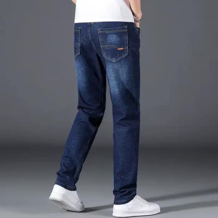 Grande taille 42 44 46 48 50 classique hommes jean ample droit noir bleu