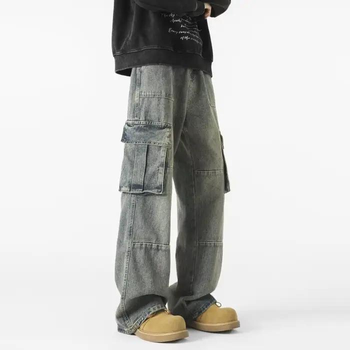 Jean Cargo à jambes larges et droites pour hommes