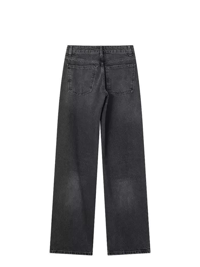 Femmes mode Denim jean solide pantalon Long ample femme avec dégradé polyvalent décontracté Streetwear Mujer Baggy