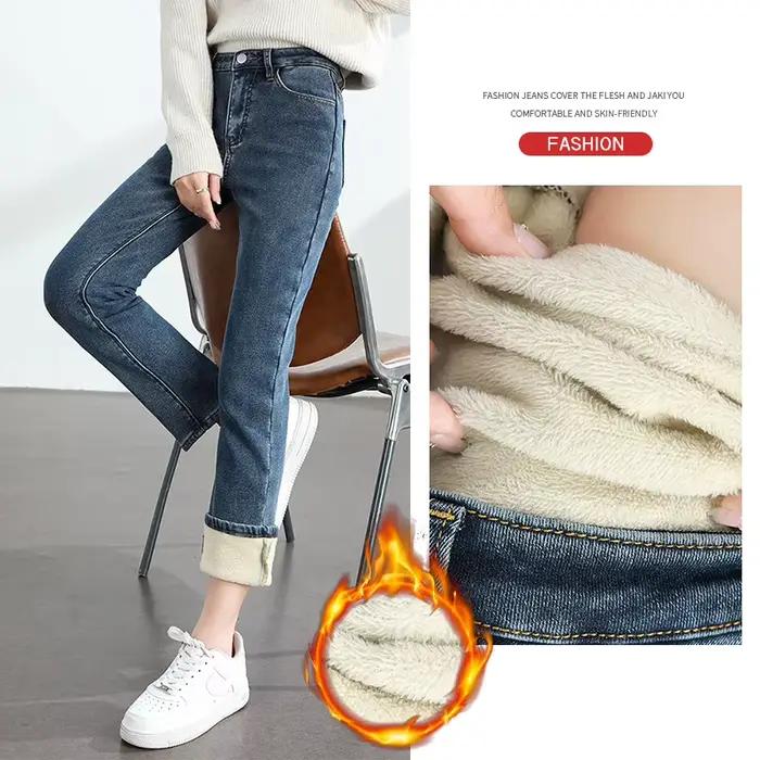 Jean chaud en polaire pour femme