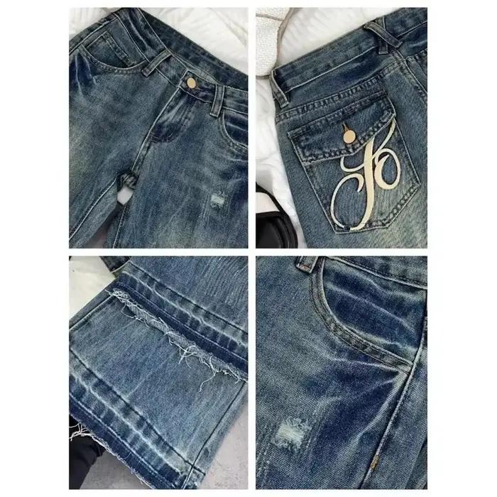 Jean taille basse rétro américain pour femme