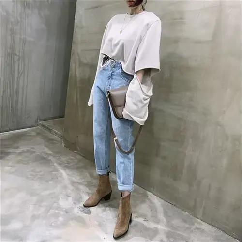 Jean rétro taille haute pour femme