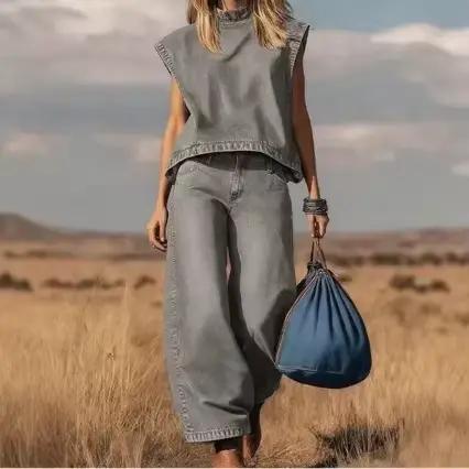 Ensemble pantalon en jean pour femme