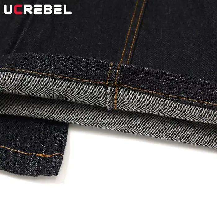 Lettre broderie jean hommes amovible Bandana Hip Hop haute rue ample jambe large Denim banane