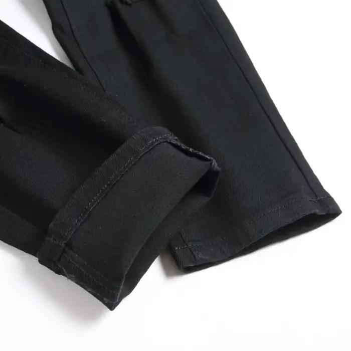 Streetwear hommes jean maigre déchiré genou longueur Hip Hop mode mince homme pantalon Stretch lavé Jogging décontracté