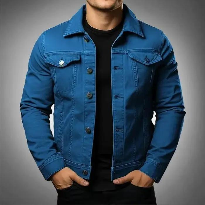 Veste décontractée Denim homme en polyester et coton pour les voyages et les occasions décontractées