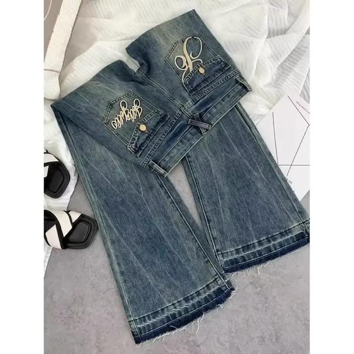 Jean taille basse rétro américain pour femme