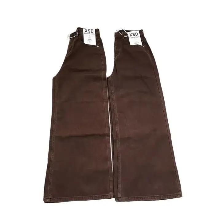 Jean à jambes droites café rétro américain pour femme