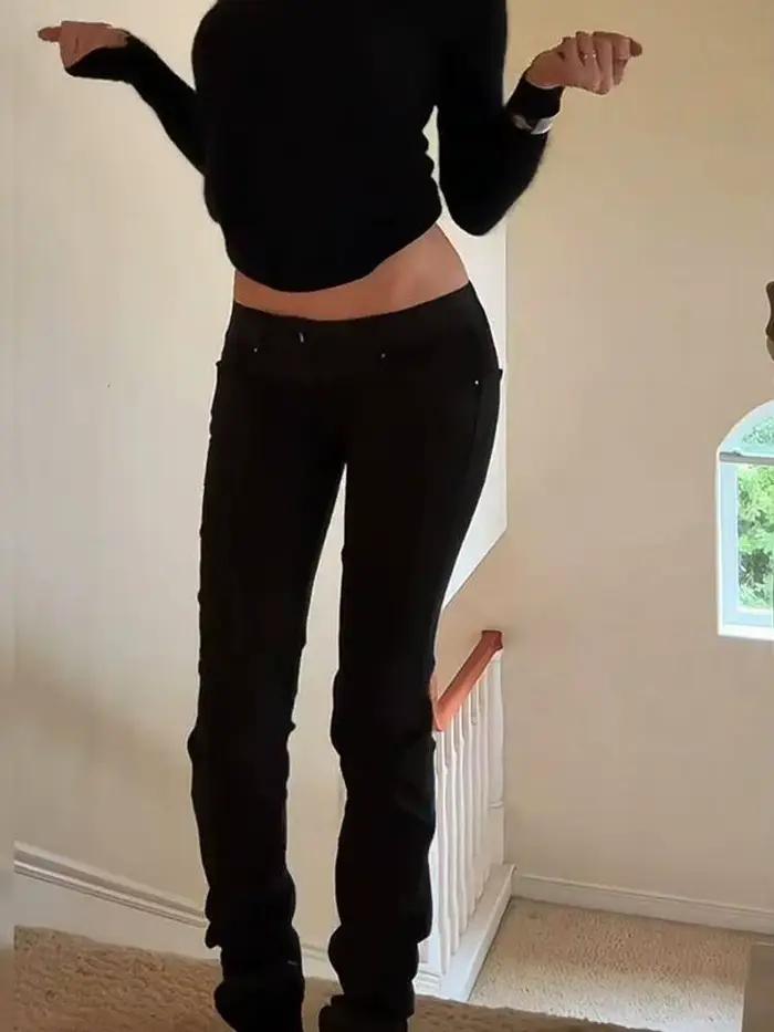 Pantalon en jean taille basse pour femme