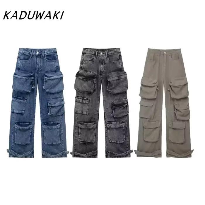 Jean gothique Kaduwaki pantalon cargo femmes jambes larges couleur unie nouvelle mode printemps 2025