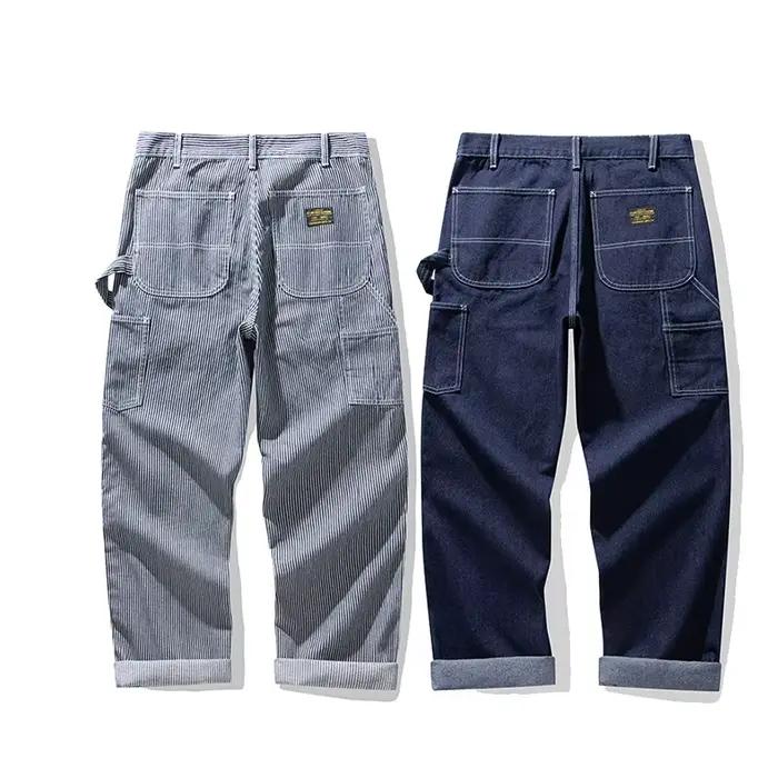 Jean homme rétro ferroviaire haute qualité denim dense style safari pantalon cargo multi poches printemps automne