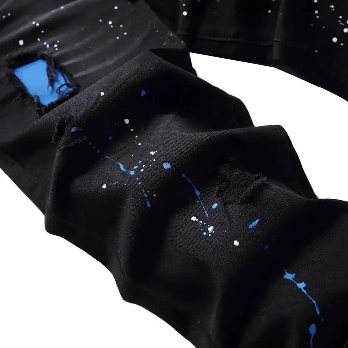 Jean élastique noir en coton style urbain pour homme occasionnels décontractés et habillés