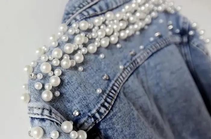 Bachelorette Wifey Jean vestes poule fête cadeau personnalisé mariée Denim veste perle mme vêtements d'extérieur manteaux personnalisés jour de mariage