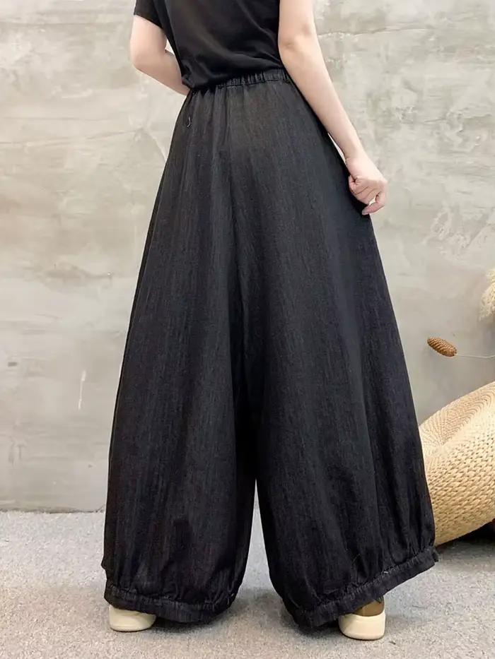 Amax luluE été femmes mode jean à fleurs surdimensionné Denim pantalon dames ample décontracté Vintage broderie jambe large Pantalons