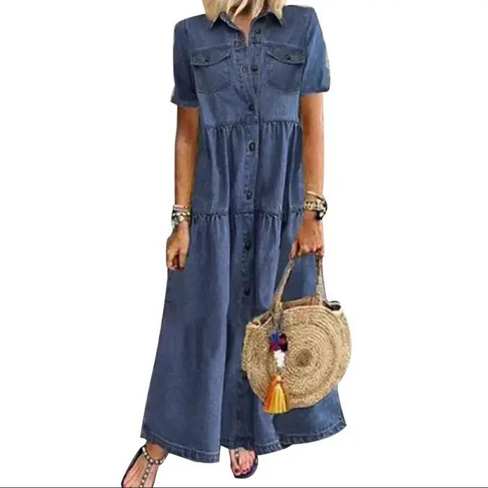 Robe en denim à imprimé floral pour femme