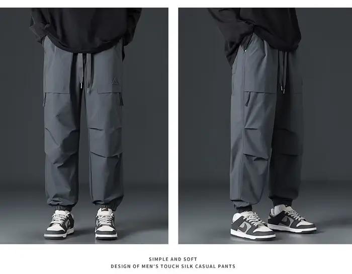 Pantalon de liaison de jambe de marque américaine rétro à la mode pour hommes décontracté fonctionnel parachutistes