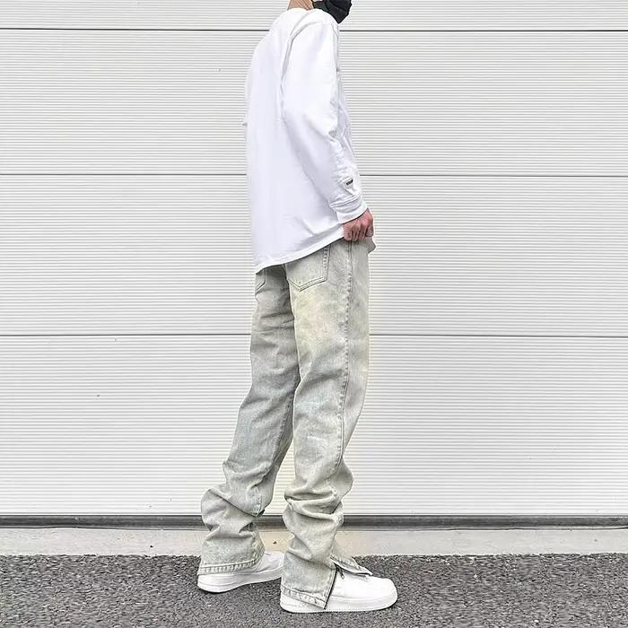 Jean déchiré délavé streetwear pour homme