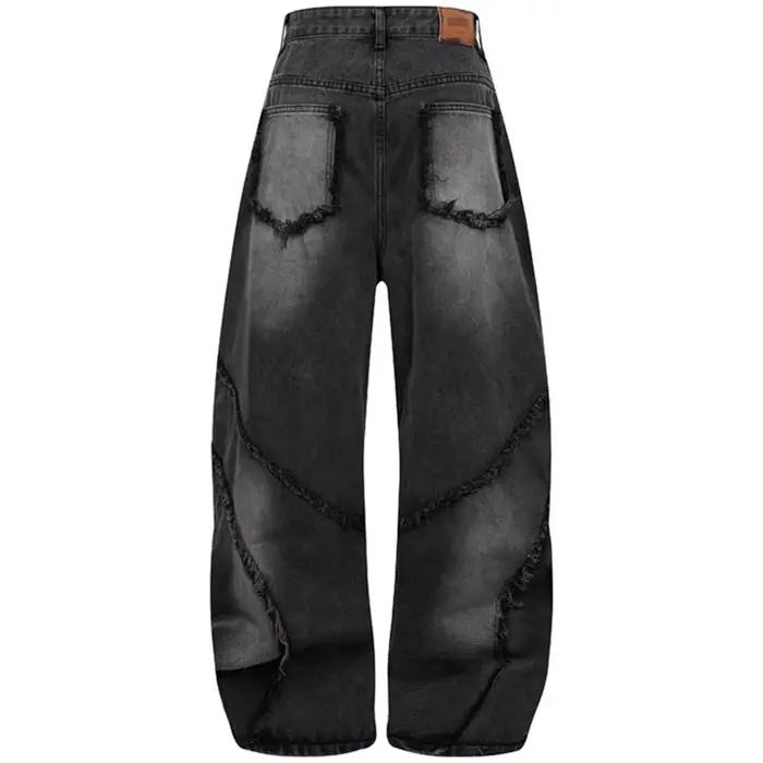 Jean ample vintage patchwork à pompons pour homme