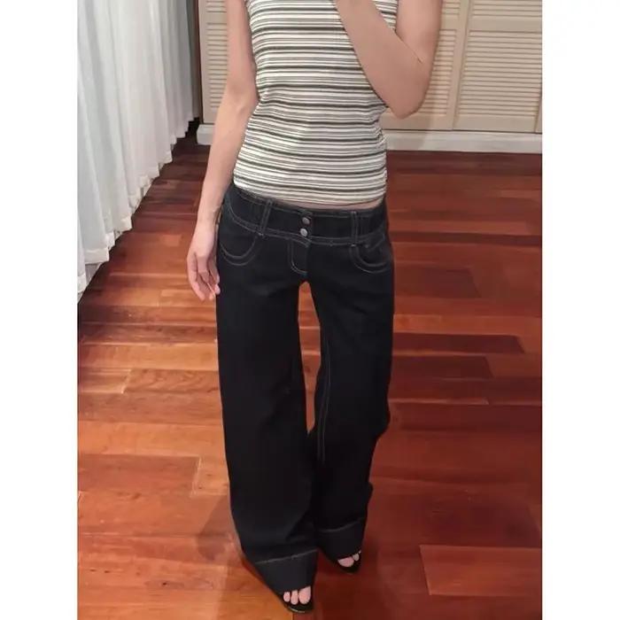Femmes Vintage bleu Y2k Baggy Jean 2025 automne Harajuku petit ami Denim pantalon haute rue 2000s