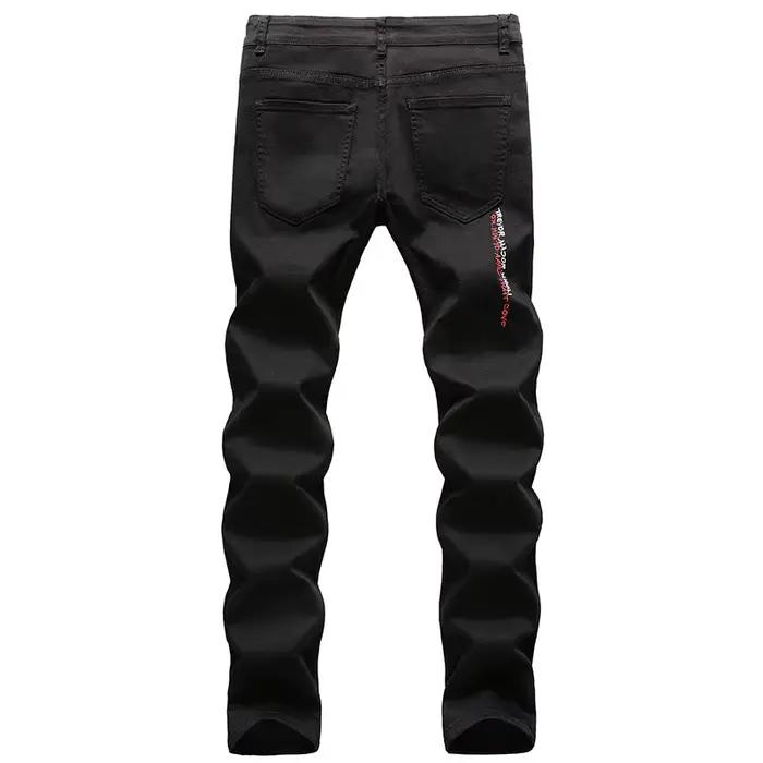 Jean skinny blanc avec lettres brodées pour hommes