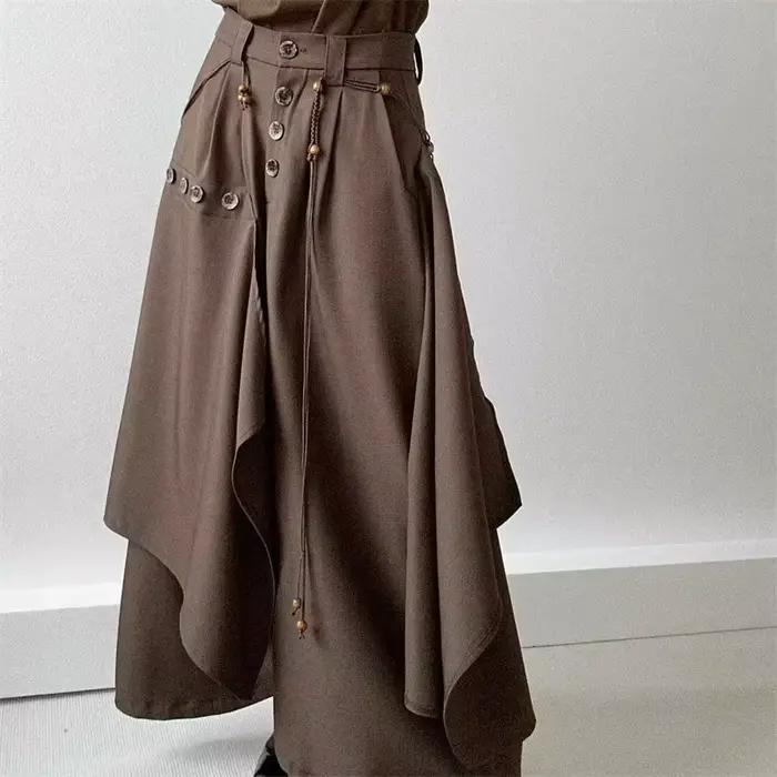Fanan 2026 Nouvelle Collection Automne – Pantalon Jupe Irrégulier à Boutons
