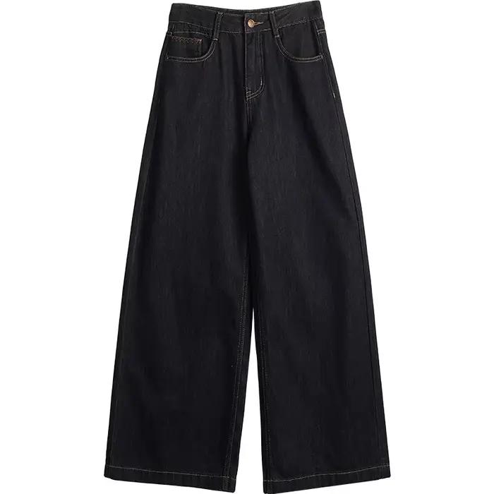 OLrain 2026 Printemps Femme Jean Bleu Ample Taille Haute Couvrant les Hanches Décontracté pour le Quotidien Pantalon Palazzo O58CA003191