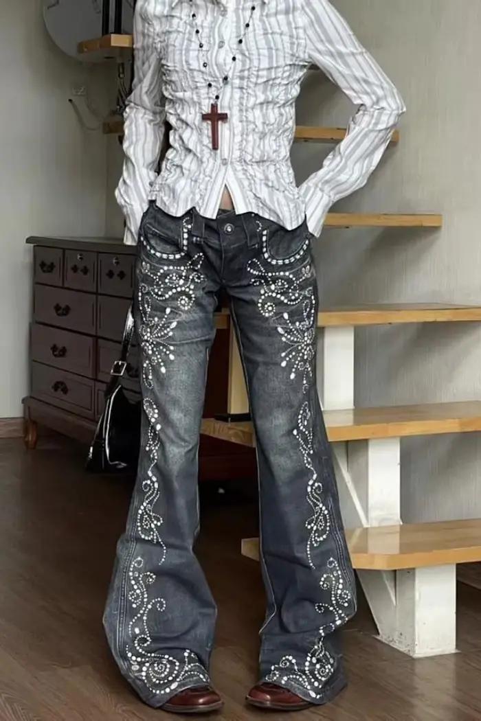 Jean femme Y2k pantalon Vintage taille basse Bootcut
