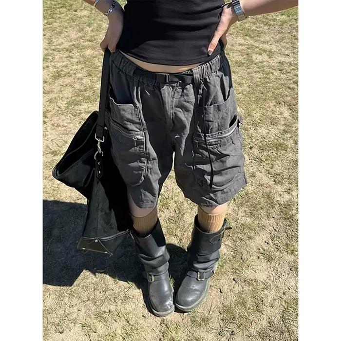 Jean ample rétro taille haute en denim noir style Y2K années 2000 pour femme