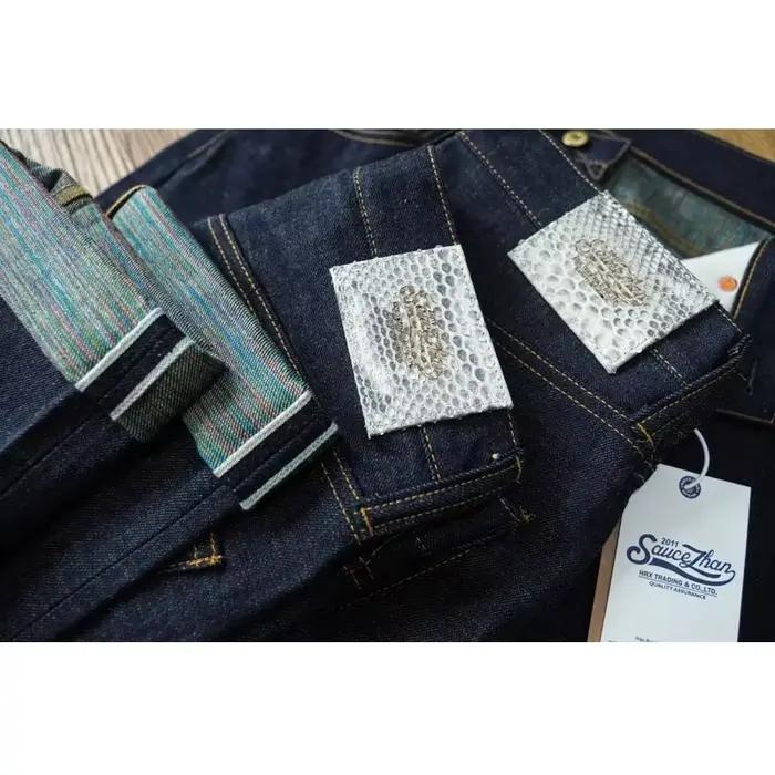 Jeans Sauce Zhan en Denim Selvedge Arc-en-Ciel 14 Oz Coupe Droite Polyvalents pour Hommes Occasions Tous les Jours Style Vintage Élégant