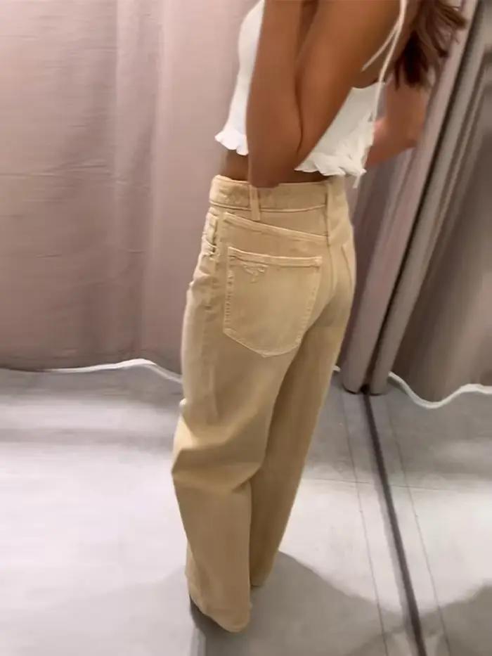 Jean pour femme taille mi-haute avec taille repliable
