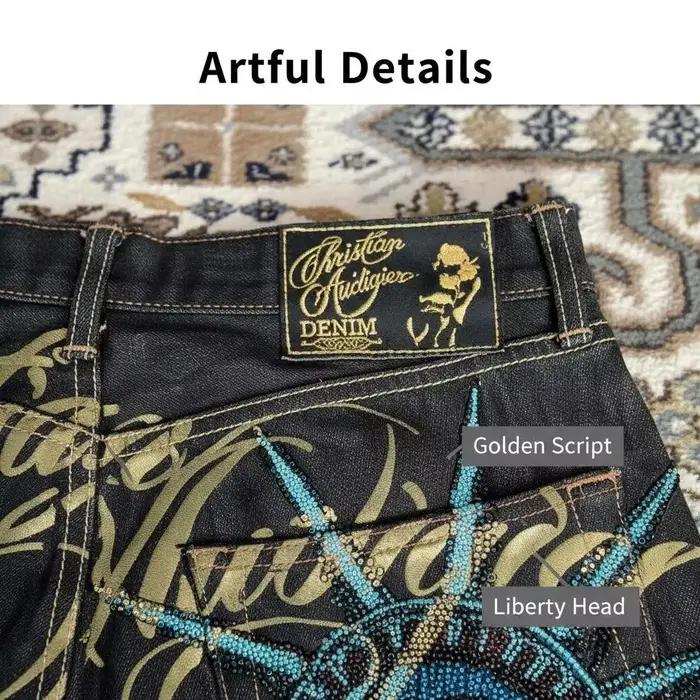 Jean décontracté en denim taille haute coupe droite et large