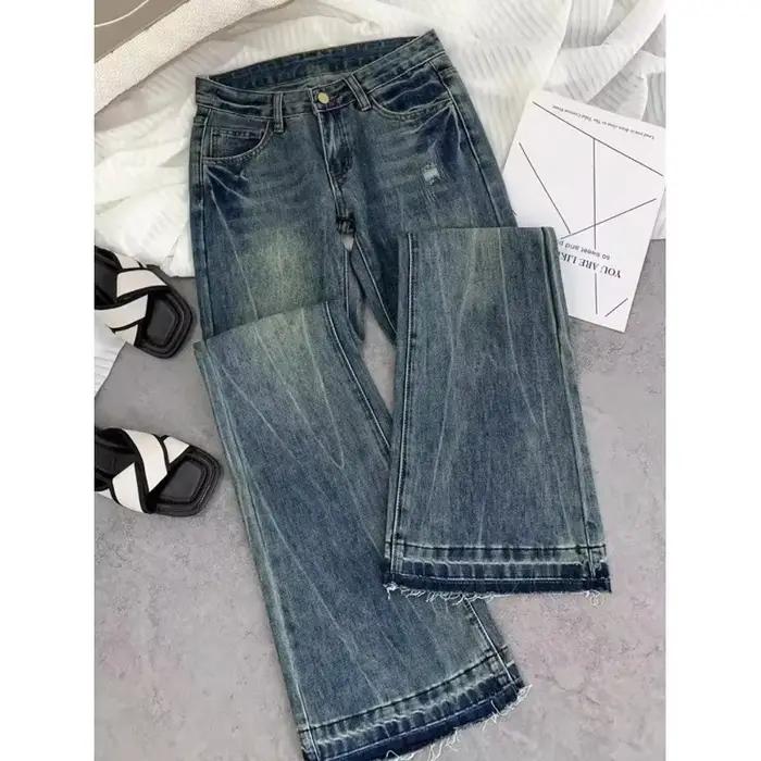 Jean taille basse rétro américain pour femme