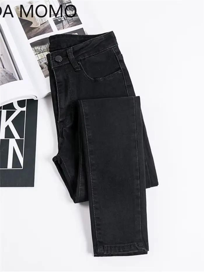 Pantalon jeans femme Denim noir VODA MOMO stretch ajustement mince style décontracté ocassions diverses