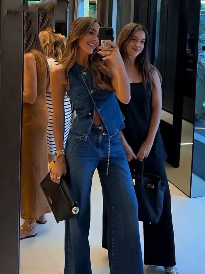 Gilet femme décontracté en denim col en V pour bureau et streetwear toutes saisons polyvalent confortable et élégant à offrir