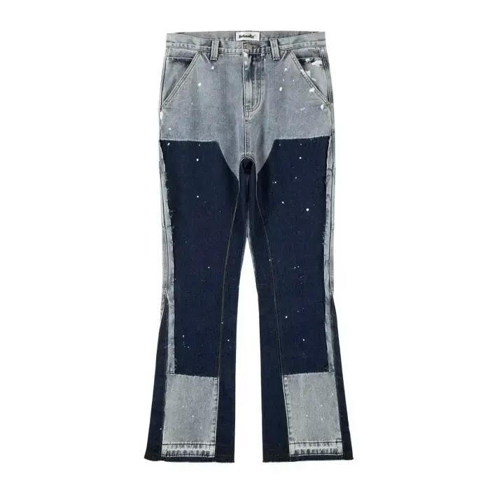 Pantalon micro évasé éclaboussé d'encre jeans homme marque tendance européenne américaine mode streetwear occasions spéciales