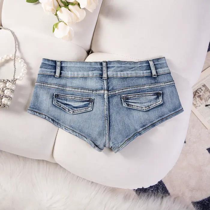Nouveau sexy rivet taille basse déchiré super court butin y2k short en jean