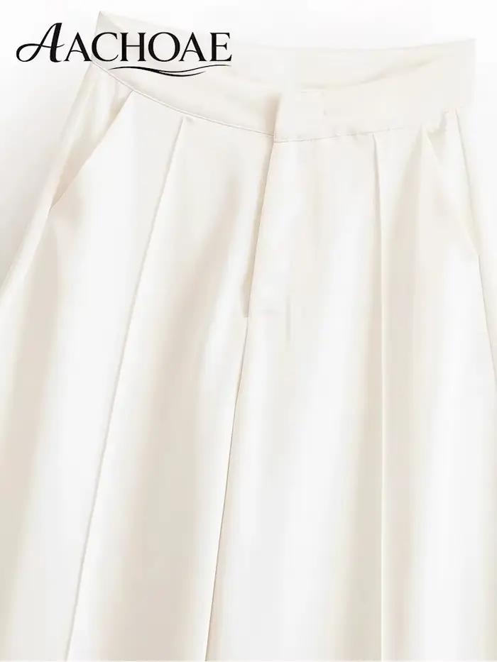 AACHOAE Pantalon Palazzo à Jambes Larges pour Femme