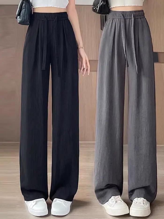 Pantalon large taille haute pour femme