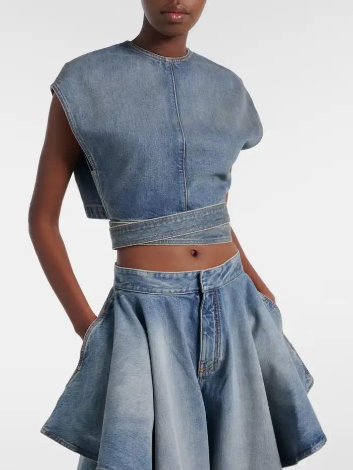 Ensemble deux pièces en jean pour femmes