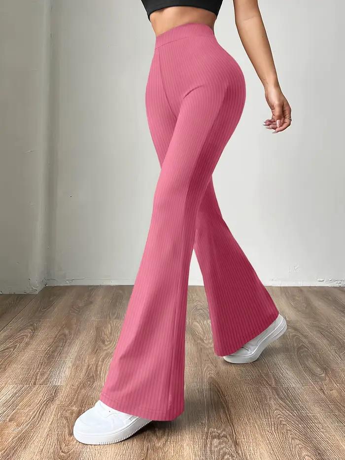Pantalon évasé côtelé taille haute pour femme
