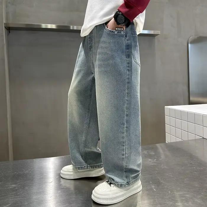 Offre spéciale enfants mode jean avec lettres pour garçons vêtements de luxe Denim pantalon élégant adolescent enfant