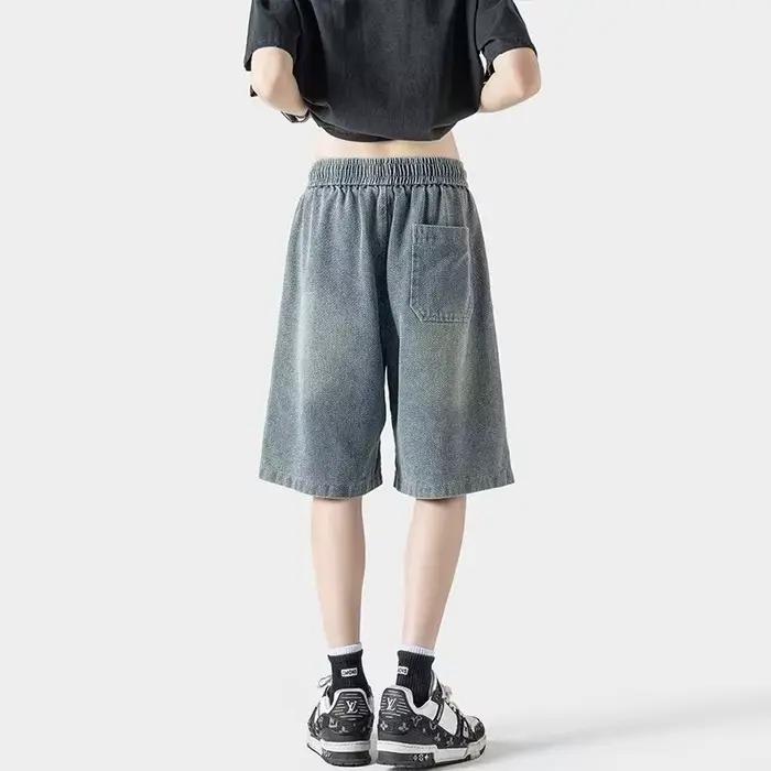 Shorts en jean bleu Bakorobaty, style streetwear, coupe droite, ample, pour hommes, shorts y2k vintage, jorts shorts, bermuda jeans masculin, shorts sport pour hommes, shorts pour hommes, shorts jeans homme, shorts baggy homme, shorts oversize homme, shorts de gym homme, shorts pour randonnée homme,