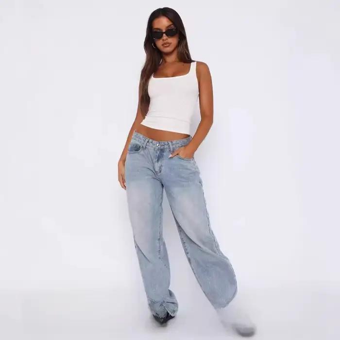 Jean ample taille haute pour femme
