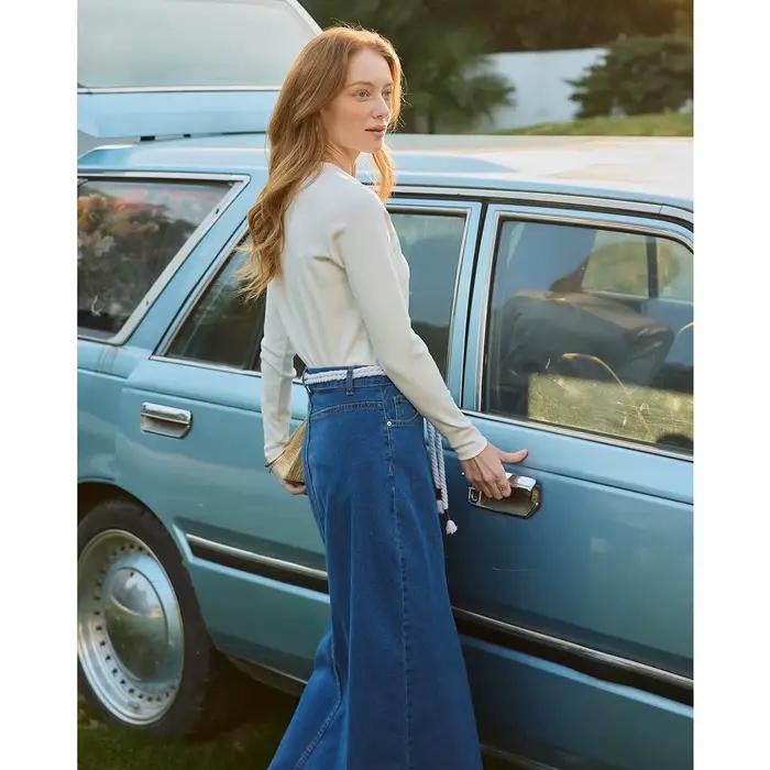 Jupe en denim de coton SOUTH TAO élégante pour femmes printemps été style décontracté ocassions variées